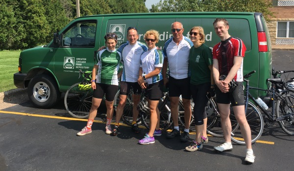 Food Depository staff joined Steve Koch for a bike ride to raise awareness for child hunger