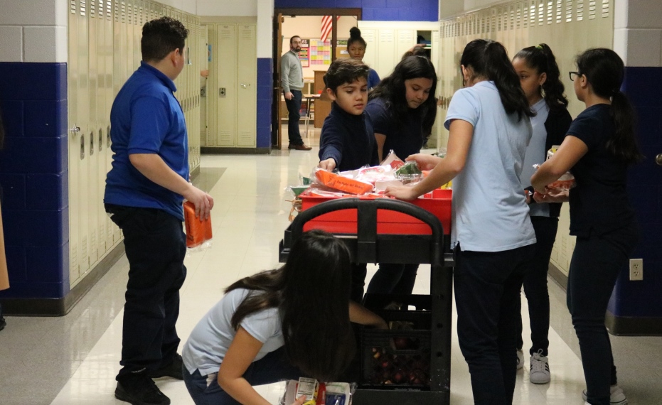 Students receive school breakfast