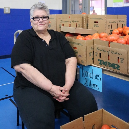 Kathleen volunteers at an Older Adult Choice Market