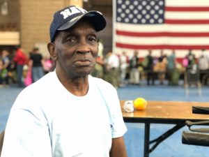 Henry Montgomery, a Navy veteran, received clothes and food at the Standdown.