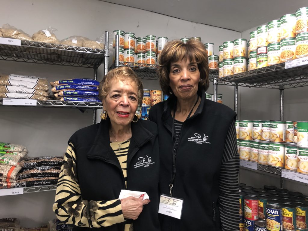 Retired executive director of the Maple Morgan Park food pantry Lillian Hennings (left) poses with her daughter, current executive director Karen Overstreet