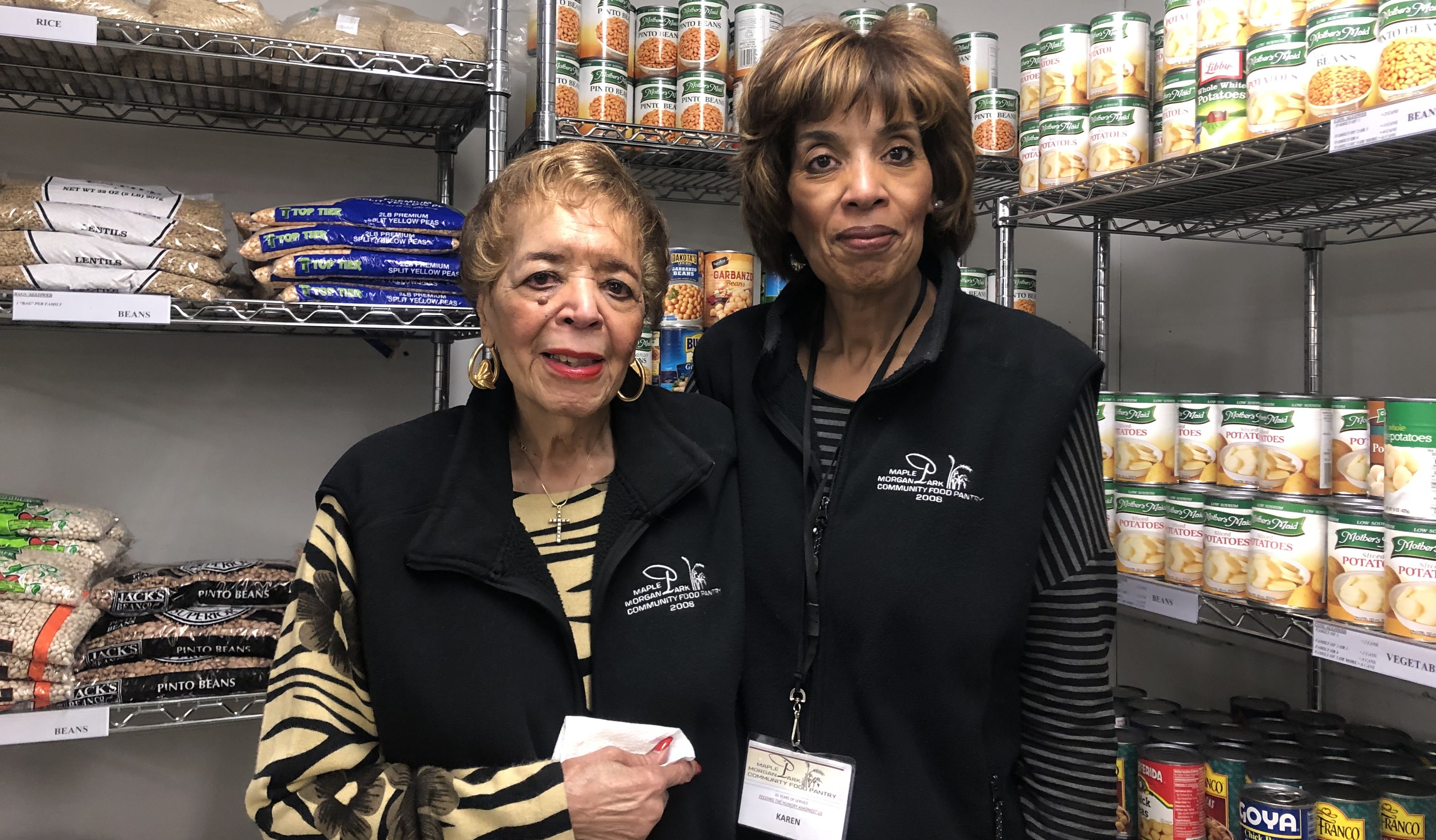 Retired executive director of the Maple Morgan Park food pantry Lillian Hennings (left) poses with her daughter, current executive director Karen Overstreet