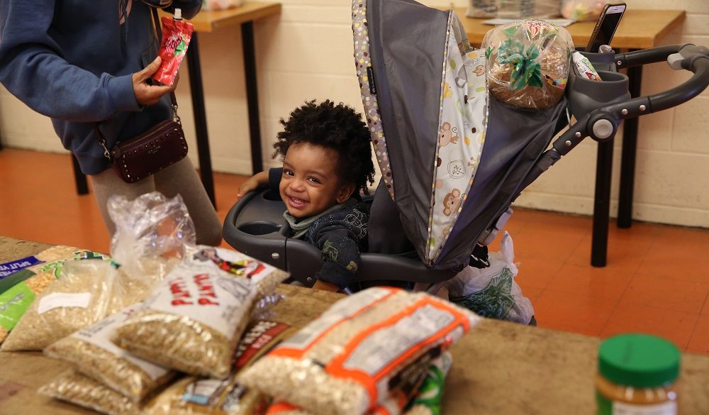 Josiah, 18 months, and his mother received support from one of the Food Depository's partner agencies.