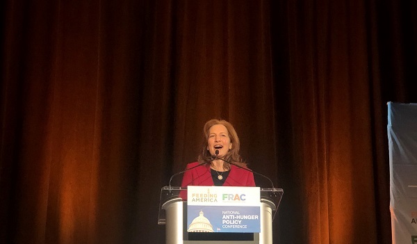 Rep. Kim Schrier, D-WA, addresses the crowd at the National Anti-Hunger Policy Conference on March 2, 2020.