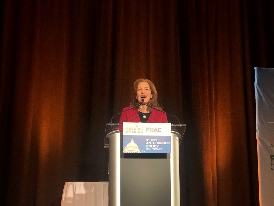 Rep. Kim Schrier, D-WA, addresses the crowd at the National Anti-Hunger Policy Conference on March 2, 2020. 