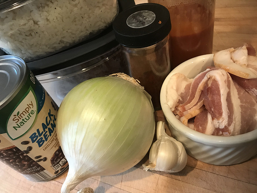 Ingredients for black beans and rice