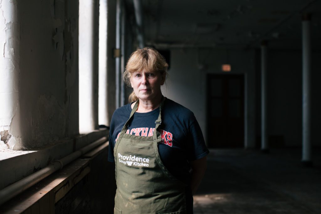 Roberta Shepherd, volunteer coordinator at the Providence Soup Kitchen, poses for a photo