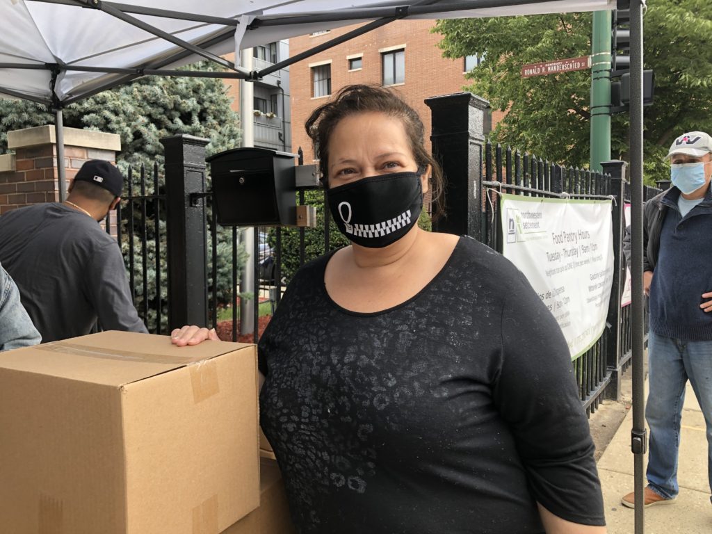 Marisol Lozada at the Northwestern Settlement food distribution