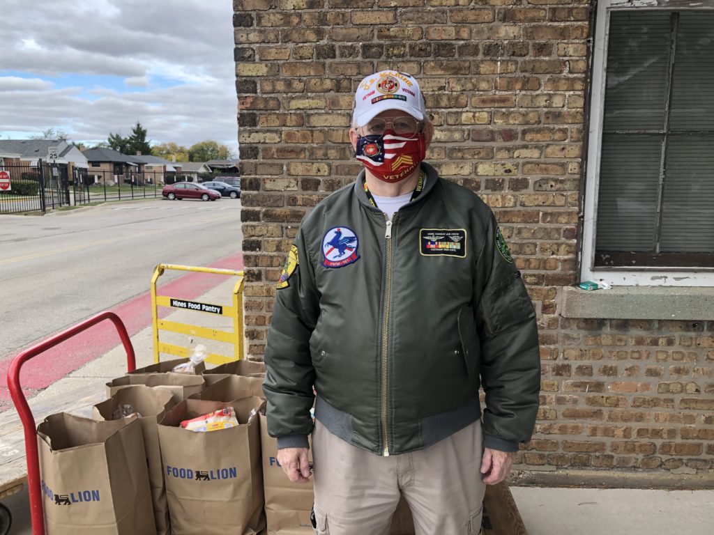 Volunteer Bruce Mayor at the Hines VA food pantry 
