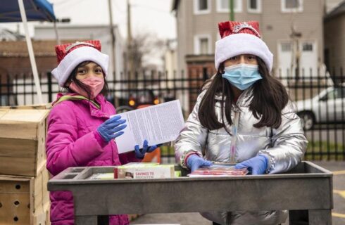 Children volunteering in community