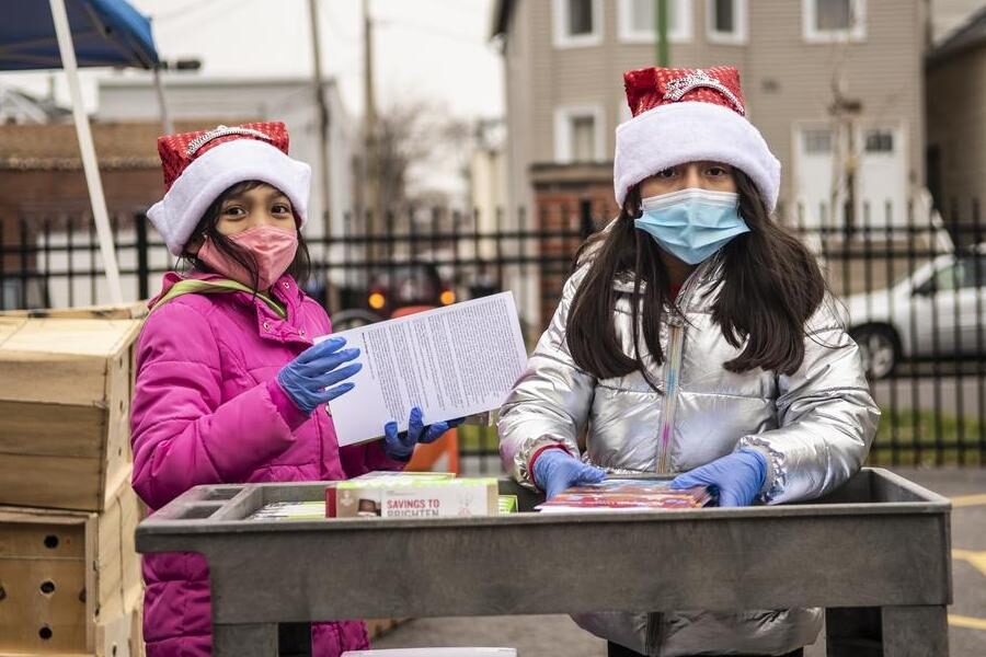 Children volunteering in community