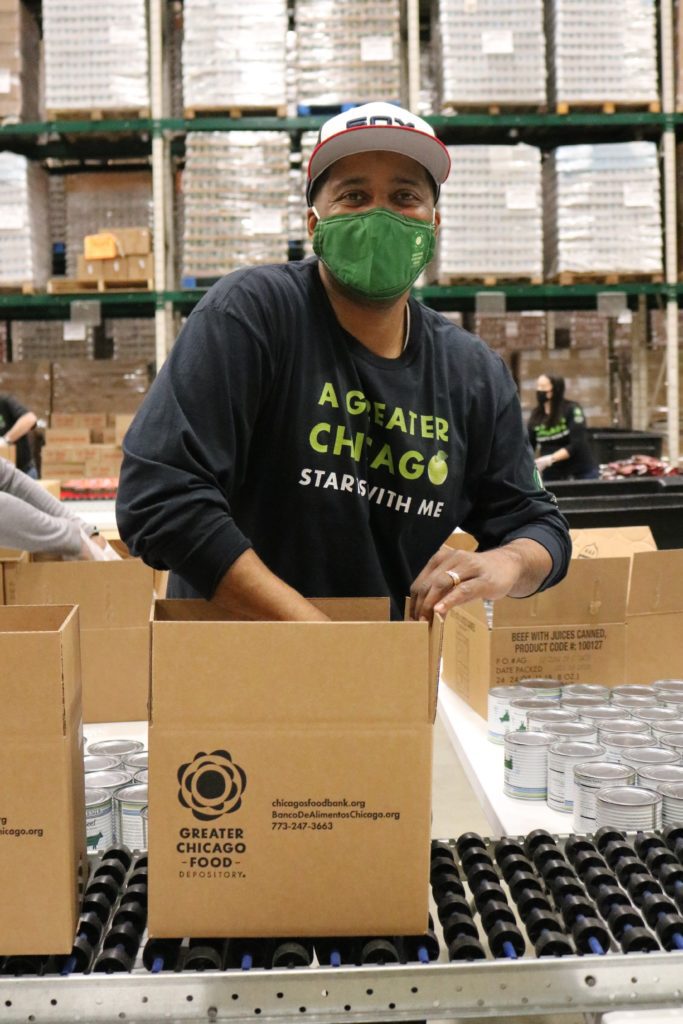 Jerome Pickens during a volunteer session at the Food Depository.