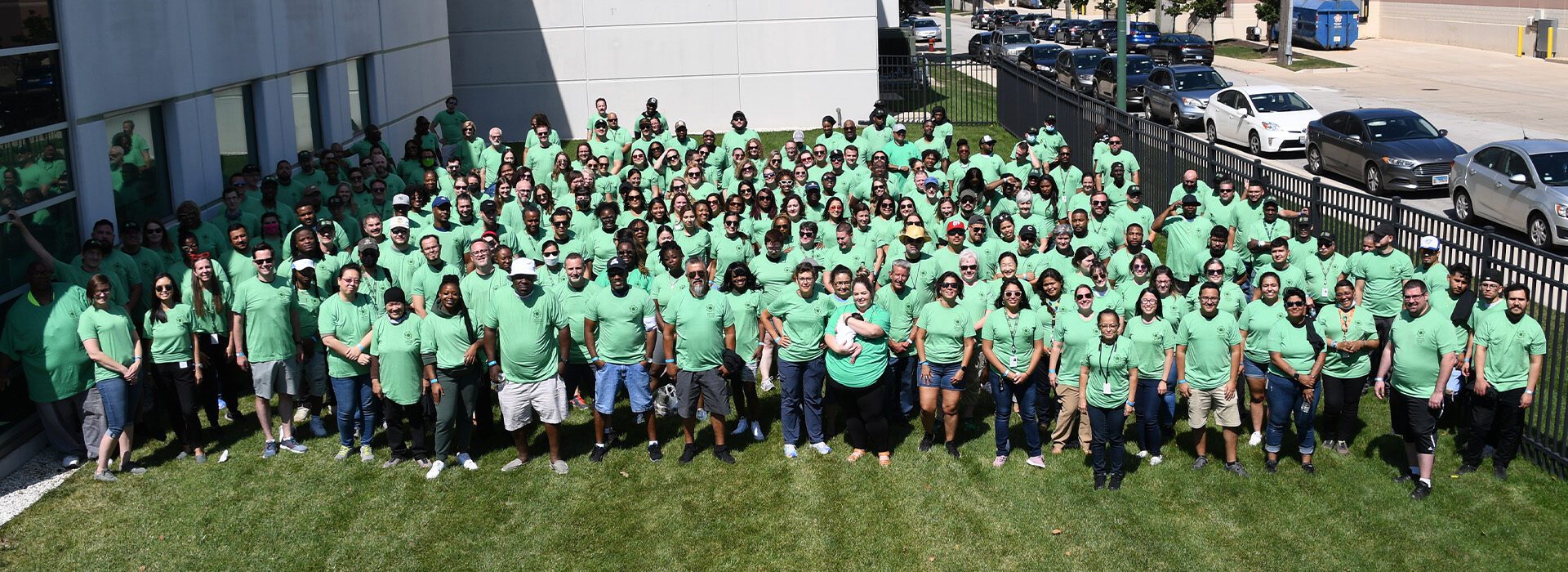 Group of dozens of Greater Chicago Food Depository employees.