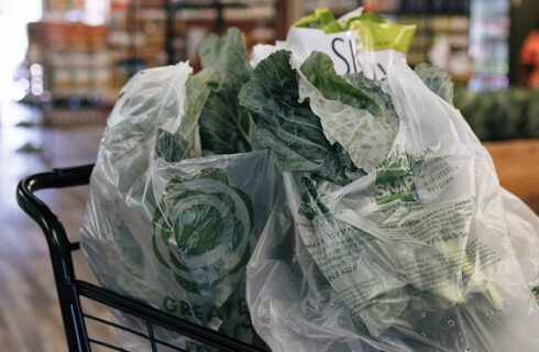 Bags of fresh produce.