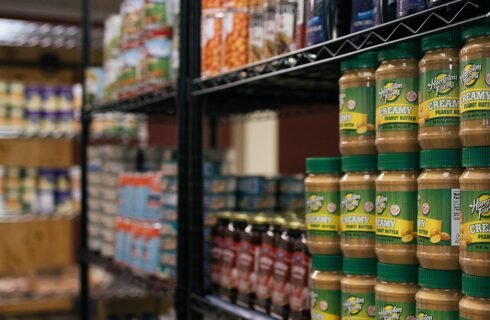 Shelves full of food