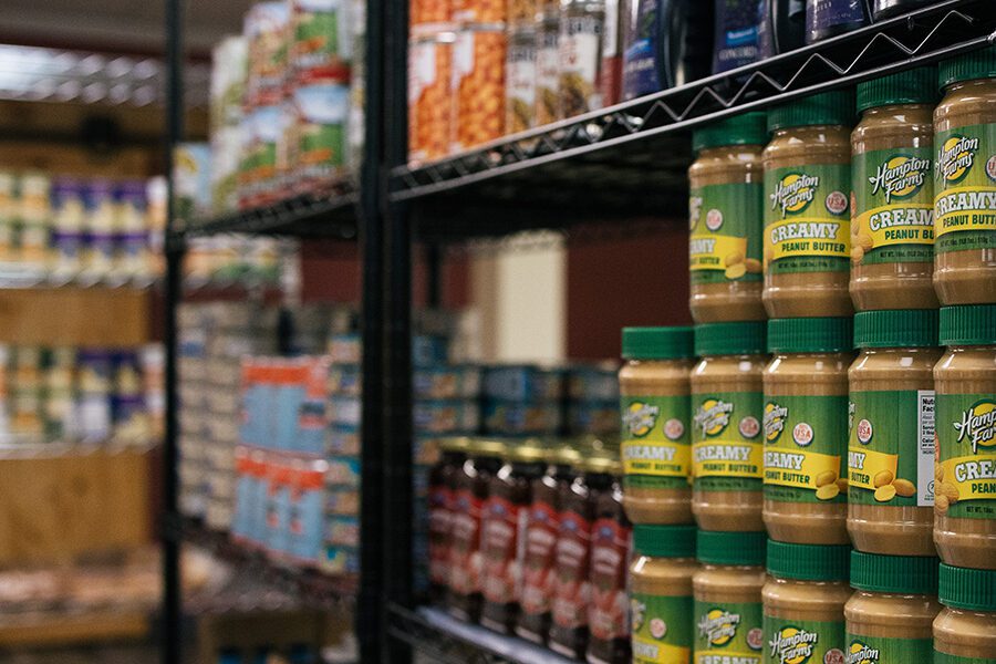 Shelves full of food