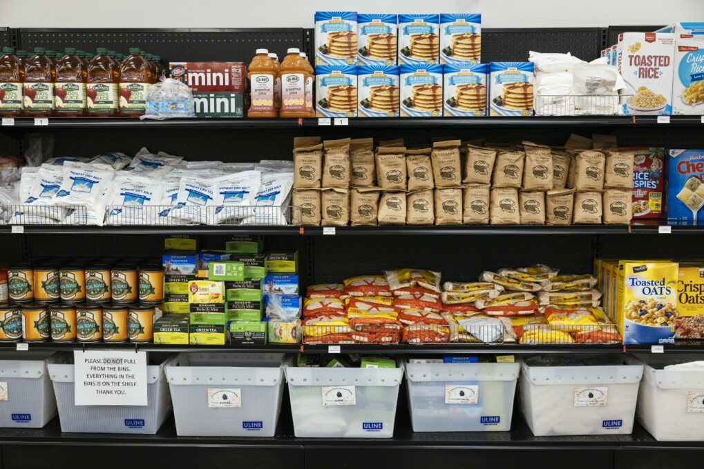 Shelves of food