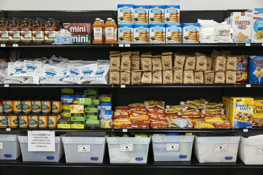 Shelves of food