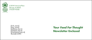 This is an envelope associated with this issue of the Food for Thought Newsletter.