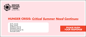 This is an envelope asking you to rush your response because of the summer hunger crisis.