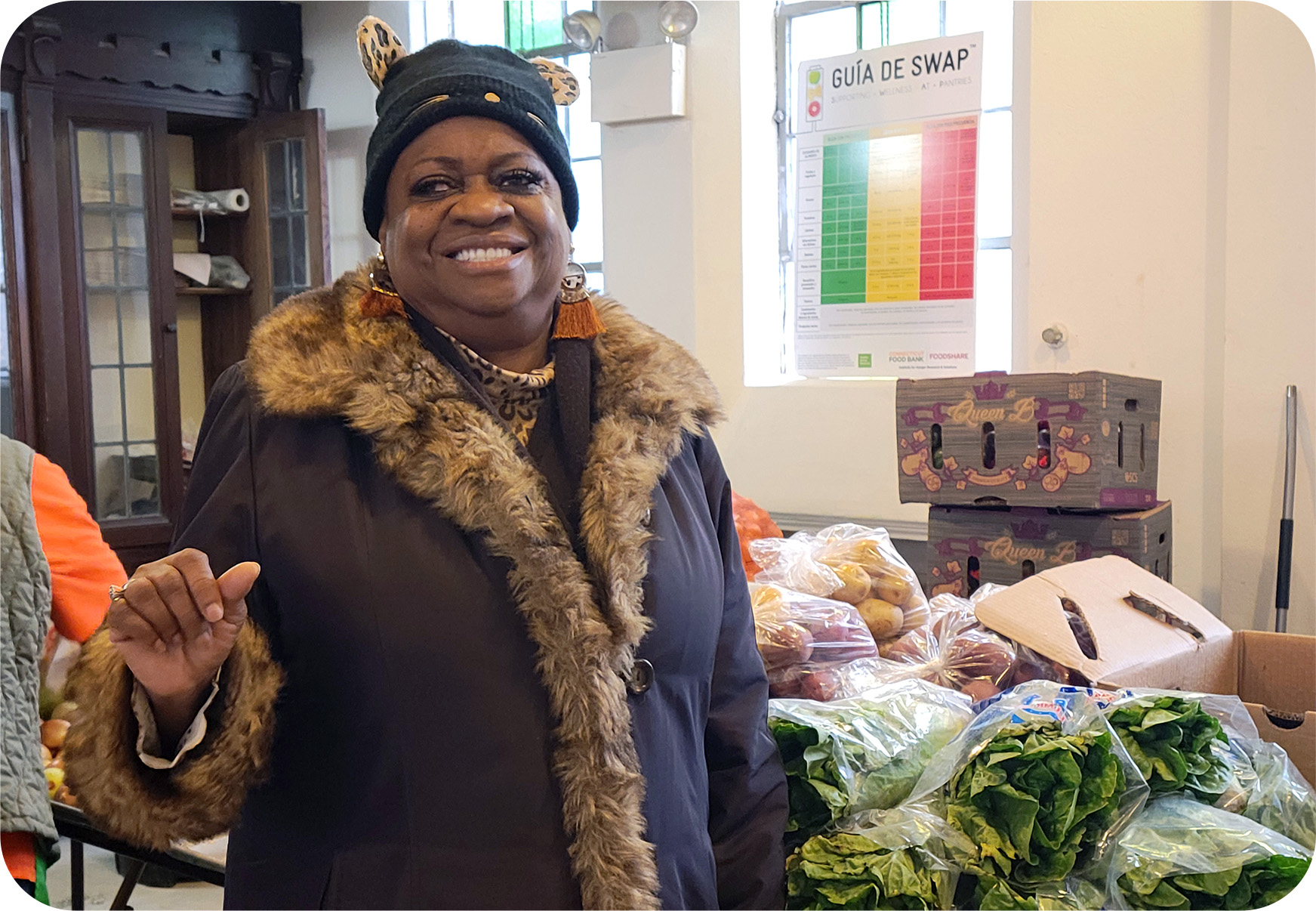 Carolyn, a former preschool teacher, who frequents the Free Food Market.