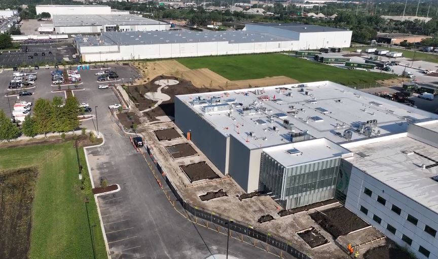 an aerial view of the Food Depository's addition