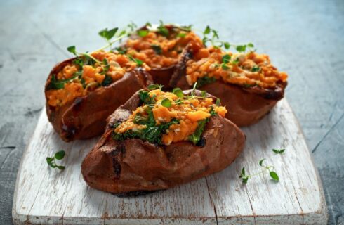 BBQ Chicken Stuffed Sweet Potatoes