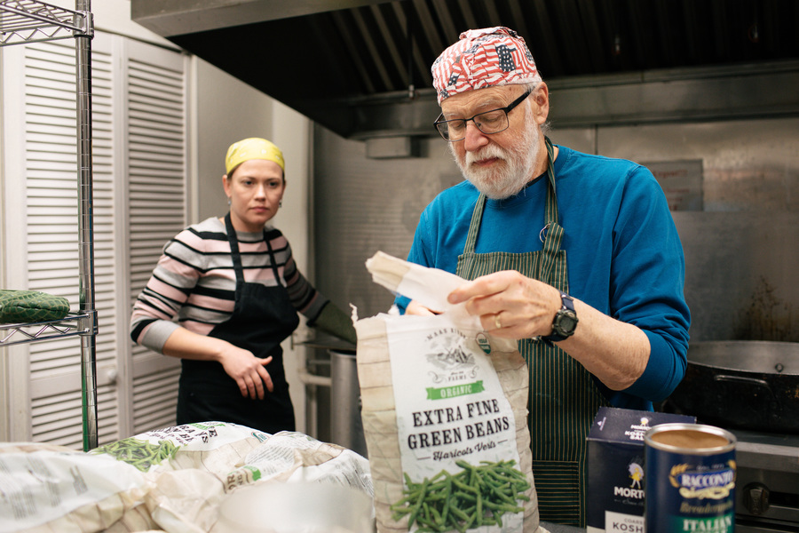 Food being prepared by a meal program partner.