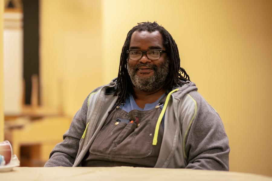 Ernest Leggs sits the Park Cafe after finishing his meal.