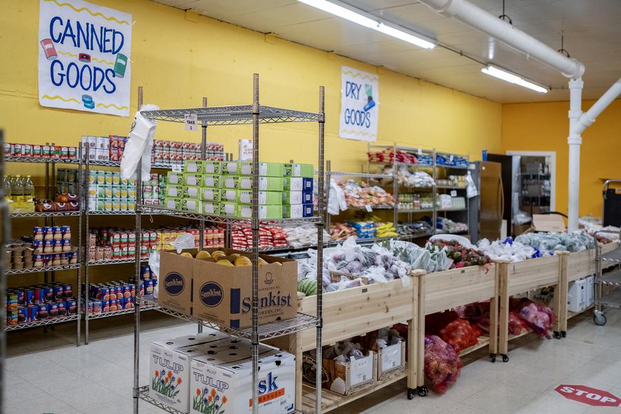 Shelves in food pantry