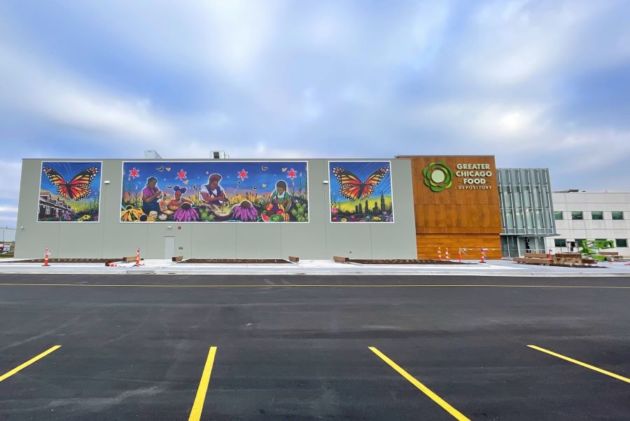 Mural installed on building