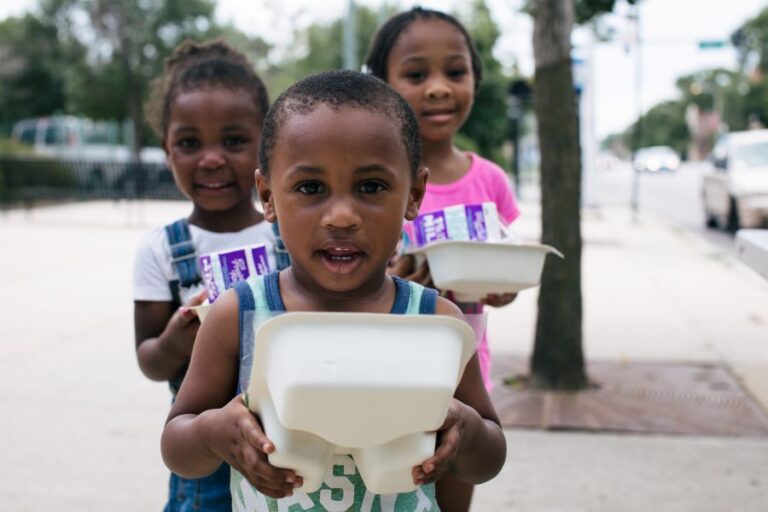 Children in line for lunch