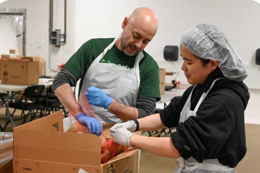 This is David, a volunteer at Greater Chicago Food Depository.