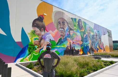 Muralist Max Sansing paints Chicago's community kitchens